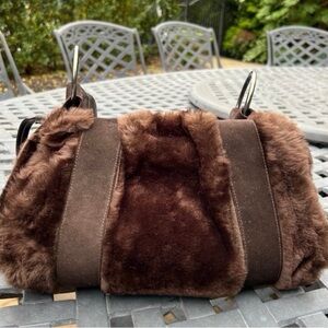 NWT Stuart Weitzman Brown Fur Crossbody Bag